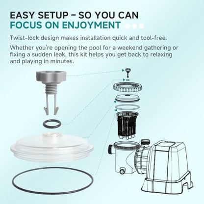 Replacement SF80110-1 Leaf Trap Cover w/Valve & O-Ring Compatible with Intex 12" Sand Filter Pump 2100 GPH – Fits SF80110-1/-2, 11823, SF15110, ECO15110-2, 26361CA/EH/W, 26337EH, 28645EG, 28948EH