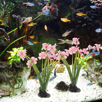 Garneck 2pcs Fake Fish Tank Decorations Aquarium Plants: Pink Artificial Plastic Aquarium Plant Ornaments for Desktop Betta Freshwater Fish Tank Accessories Decor