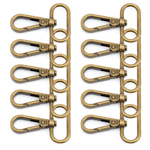 CRAFTMEMORE Snap Hook Swivel Push Gate Lobster Clasps Fashion Clips Purse Making FS10 Pack of 10 (Antique Brass, 1-1/2 Inch) - color: Antique Brass, size: 1-1/2 Inch