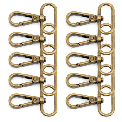 CRAFTMEMORE Snap Hook Swivel Push Gate Lobster Clasps Fashion Clips Purse Making FS10 Pack of 10 (Antique Brass, 1-1/2 Inch) - color: Antique Brass, size: 1-1/2 Inch
