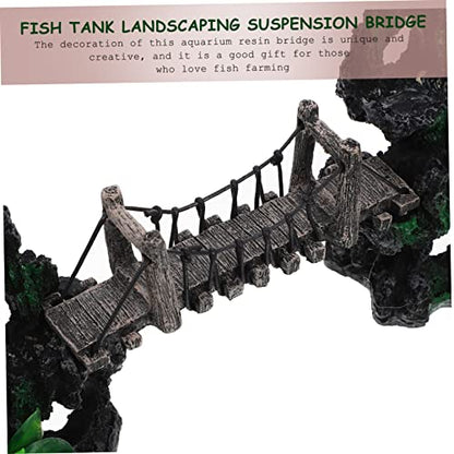 Alipis Aquarium Suspension Bridge Decor Resin Rockery Adornment for Fish Tank Landscaping Lifelike Model Unique Design Creative Aquarium Decoration