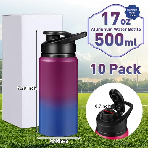 Mimorou Aluminum Water Bottles Bulk 17oz - color: Dark Red, Blue