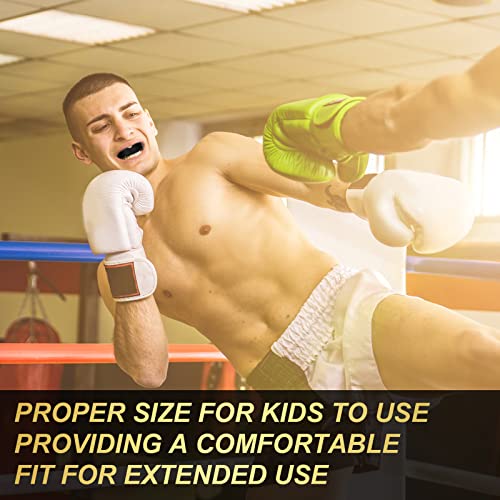 BBTO 6 Pack Kids Youth Mouth Guard for Football Sports, Boys Girls Mouthguard with Case, Soft Mouth Guard for Hockey Boxing Basketball, Ages 4+ - color: Black