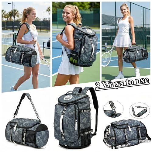 SDTAME Gym Duffel Backpack with Shoe Pocket & Laptop Sleeve - color: Silver