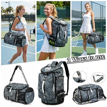 SDTAME Gym Duffel Backpack with Shoe Pocket & Laptop Sleeve - color: Silver