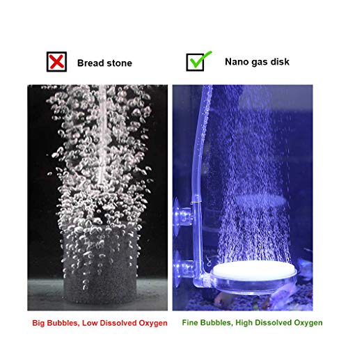 Aquarium Air Stone Fish Tank Nano Bubble Stone Kit with Control Valve Quiet Super-High Dissolved Oxygen Diffuser Makes Super Tiny Bubbles for Fish Tank and Hydroponic (T60)