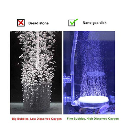Aquarium Air Stone Fish Tank Nano Bubble Stone Kit with Control Valve Quiet Super-High Dissolved Oxygen Diffuser Makes Super Tiny Bubbles for Fish Tank and Hydroponic (T60)