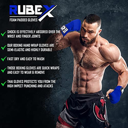 Slip on Boxing Hand Wraps Padded Thick Knuckle Inner Gloves 36 inches Elastic Wrist Strap Quick Wrap Under Mitts for Martial Arts, Muay Thai, MMA, Kickboxing Men Womem - color: Blue, size: Small
