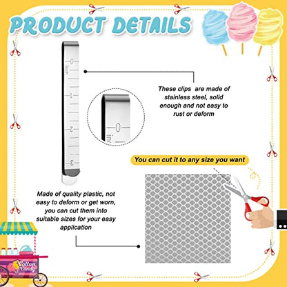 2 Sets Cotton Candy Mesh and Clip Stabilizer Kit White Reusable Cotton Candy Machine Supplies Compatible with Floss Maker for Kitchen - size: 7.1 x 63 Inches