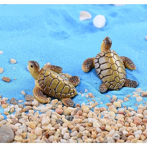 10 Pcs Resin Beach Sea Turtle Miniature Figurine, Fish Tank Decoration Fairy Garden Dollhouse Landscape Decor Ornament