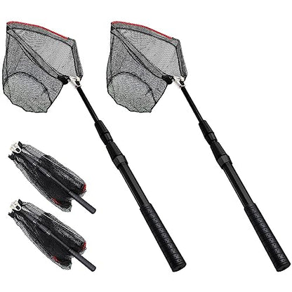 SAN LIKE Fishing Net Fish Landing Net Collapsible Fish Net with Anti-Slip Telescoping Rubber Pole Handle for Kids Adults in Saltwater Freshwater Multi-Size Extending to 37/42/43/51/69/71/89/98inch - color: 2pack-Aluminum pole,length 31" to 51"
