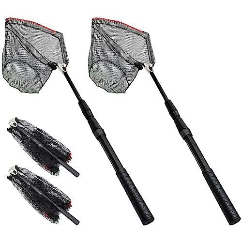 SAN LIKE Fishing Net Fish Landing Net Collapsible Fish Net with Anti-Slip Telescoping Rubber Pole Handle for Kids Adults in Saltwater Freshwater Multi-Size Extending to 37/42/43/51/69/71/89/98inch - color: 2pack-Aluminum pole,length 31" to 51"