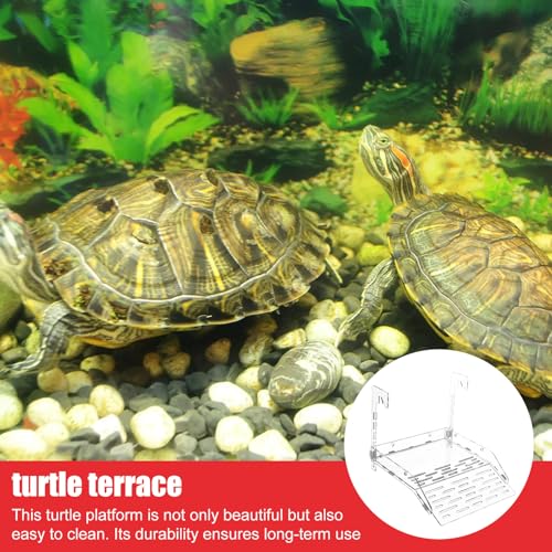 Clear Climbing Rest - Acrylic Turtle Ramp, Aquarium Tank Terrace Dock, Reptile Habitat Accessories Frogs Hermit Crabs Lizards | Durable Pet Lounge Shelf for Sunbathing Swimming