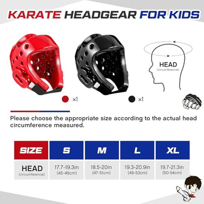2 Pcs Taekwondo Karate Headgear MMA Martial Arts Helmet Soft Head Guard Protection Sparring Gear Helmet Boxing for Men Women Thai Kickboxing Grappling Muay Taekwondo - color: Red and Black, size: Medium