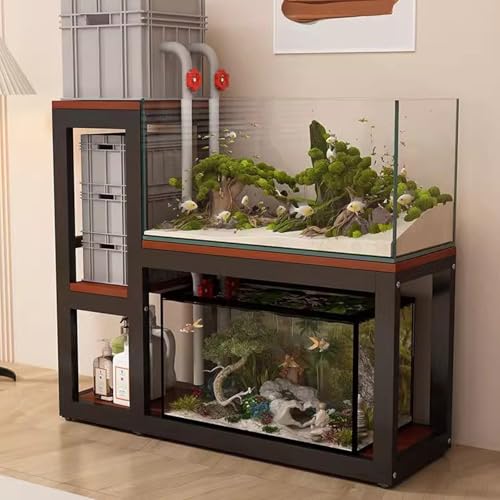 Fish Tank Stand,Multi-Tiered Metal Turtle Shelf for Aquariums, Sturdy Fish Tank Stand with Non-Slip Pads, 100cm/39.4in, Ideal for Reptile Habitat, Black Design - color: Black D, size: 100cm/39.4in