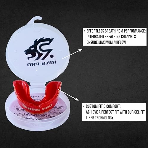 Mouth Guard for Boxing, MMA, Football, Basketball, Hockey, and All Contact Sports, Custom Fit for Adults and Youth, Teeth and Gum Protection - color: Red