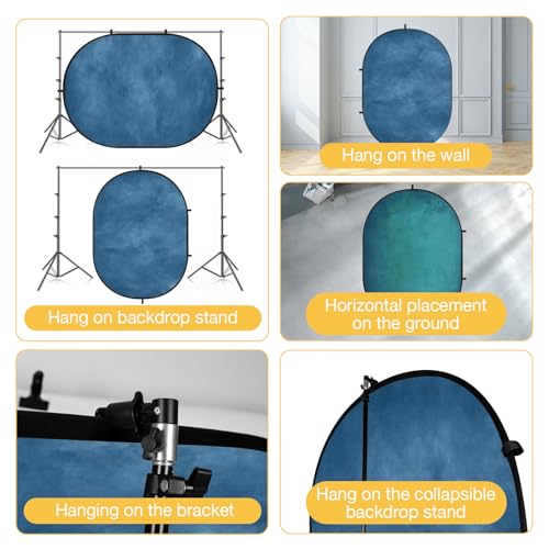 Kate Collapsible Backdrop for Photography Flower Blue and Green Portable Photo Backdrops Pop Up Background for Portrait, Live Streaming, 5x6.5ft