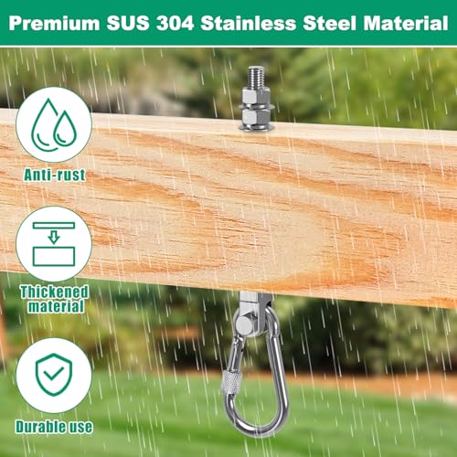 SELEWARE 2Pcs Heavy Duty Swing Hangers, 1500LB Capacity Stainless Steel Swing Set Hooks for Wood/Steel Beam, 5" x M2/5" Porch Swing Hardware for Playground Swing Hammock Chair Yoga Silk Punching Bag - color: 2 Pack Swing Hangers (5" X M2/5" Threaded Rod)