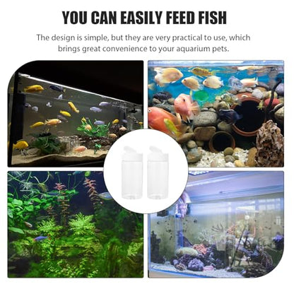 Fish Tank Feeding Bottles 2-Pack Transparent Storage Containers for Aquarium Fish Food Dispensing 5.31X2.55X2.55In Easy-to-Use Feeder for Home and Pet Supplies
