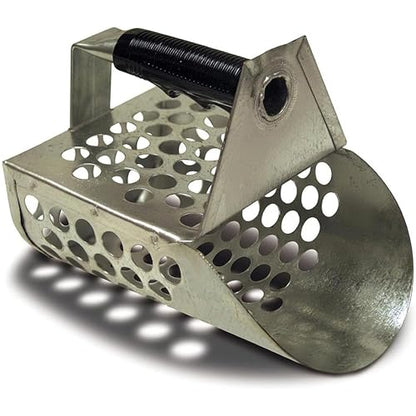 Fisher Galvanized Metal Sand Scoop with Filtering Holes, Heavy Duty Design, Rubberized Grip, and No-Slip Ergonomic Handle for Efficient Sifting and Sand Digging