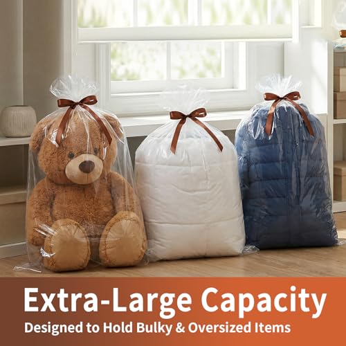 6 Pack 40x60 in Extra Large Clear Plastic Bags, Large Plastic Storage Bags for Furniture Cover & Moving Protection for Luggage, Suitcase, Furniture, Chair (Include 6 Ties)
