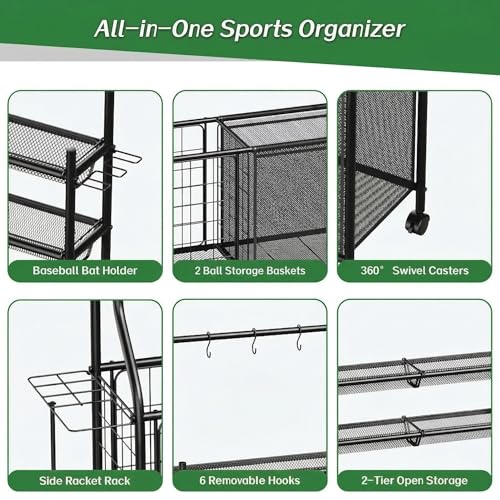 Garage Sports Equipment Organizer, Ball Storage Rack Large - size: Large