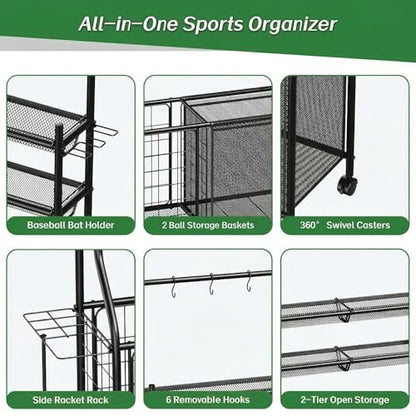 Garage Sports Equipment Organizer, Ball Storage Rack Large - size: Large