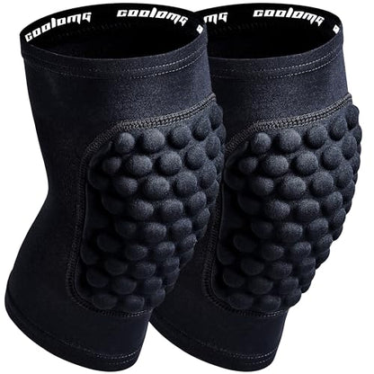 COOLOMG Basketball Knee Pads for Kids Youth Adult - color: Black Bubble, size: X-Large