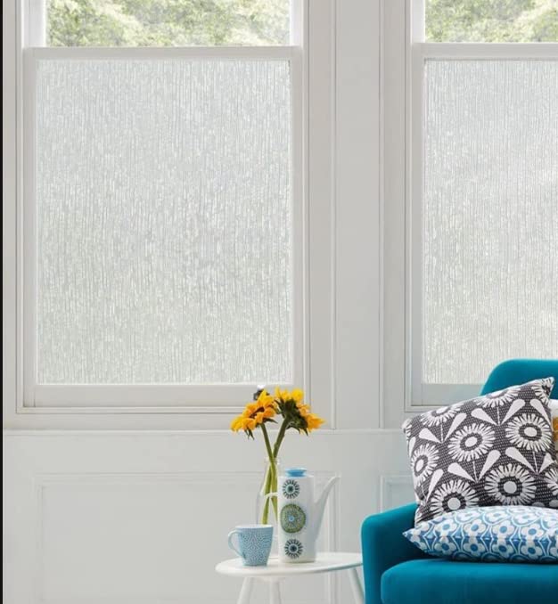 Danodoi 17.7'' x 157'' Window Privacy Film Brushed Pattern Frosted Glass Window Film Opaque Window Stickers Self Static Cling Decorative Window Cling Bathroom Door Covering Heat Blocker