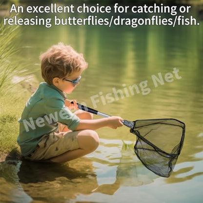 Neween Fishing Net, Foldable Collapsible Telescopic Fish Landing Net, Durable Nylon Material Mesh Landing Net for Easy Catching or Releasing for Trout - style: 21" Full Extended (Fixed Pole)