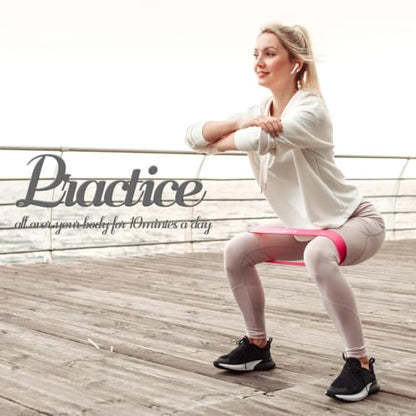 VEICK 5-Level Resistance Loop Bands Set for Strength Training & Pilates - color: Light Pink
