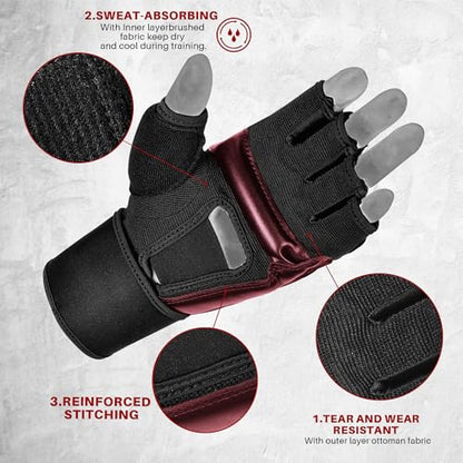 Xinluying MMA Boxing Gloves, 28CM Wide Wristband, PU, for Men, Women & Kids - color: Red, size: Medium