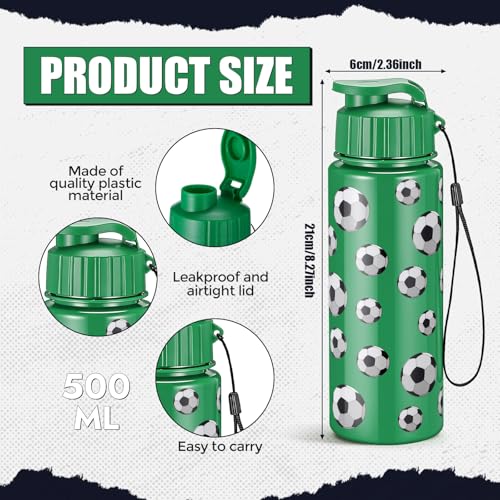 Mifoci 20 Pcs Sports Water Bottle Bulk, Soccer, Black, White and Green - color: Black, White and Green, size: Soccer