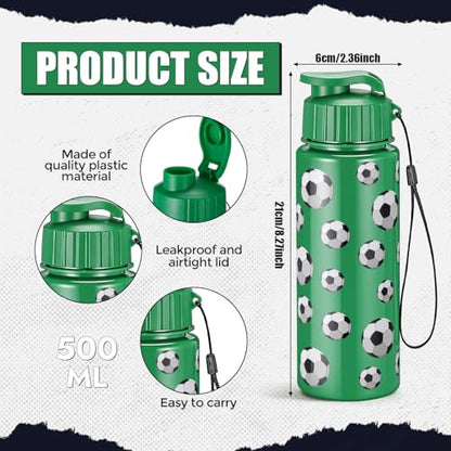 Mifoci 20 Pcs Sports Water Bottle Bulk, Soccer, Black, White and Green - color: Black, White and Green, size: Soccer