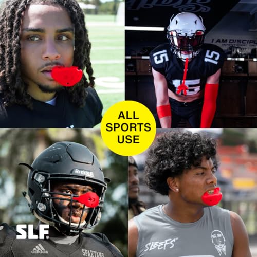 SLEEFS Classic Football Mouthguard with Bold Designs and Removable Strap - color: Cross Red