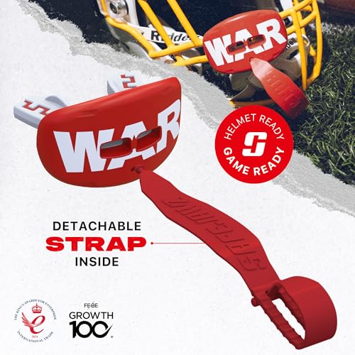 SAFEJAWZ Lip Guard, Football Mouth Guard with Detachable Strap - color: War