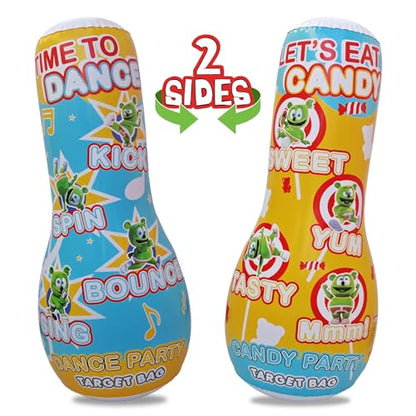 INFLATABLE DUDES Kids Punching Bag- Bop Bag | Sand-Base - color: Gummibar | Pre-filled with Sand, size: 47"