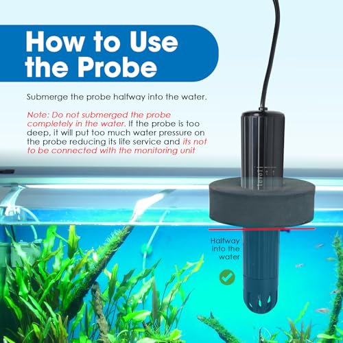 Smart Aquarium Water Quality Monitor 7-in-1 pH, Temperature, TDS, EC, Salinity, ORP & Specific Gravity Real-Time Alerts with App Control, Replaceable Probe for Freshwater, Saltwater, Reef & Ponds