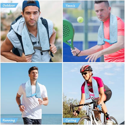 6 Pack Sweat Towels for Men Women Working Out Lightweight Quick-Dry Microfiber Gym Towel for Running Fitness Yoga Tennis Riding Hiking Exercise Fishing(6 Pack(Blue)) - color: 6 Pack(blue)