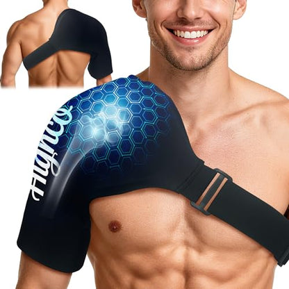 Shoulder Ice Pack Wrap for Rotator Cuff and Arm,Cold Compression for Relief - color: Xlarge-black
