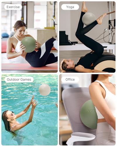 YOTTOY Small Exercise Ball，9-inch Extra-Thick Pilates Ball with Anti-Burst Technology for Stability, Ideal for Yoga, Pilates, Physical Therapy & Home Workouts - color: White