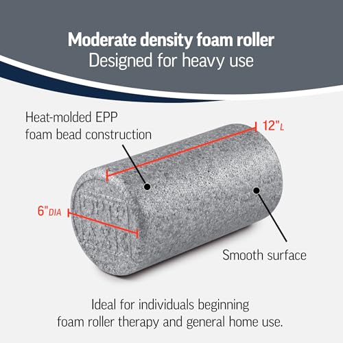 OPTP Silver AXIS Moderately Firm Foam Roller – Round, Silver, 12" x 6" - size: 12" x 6" Round