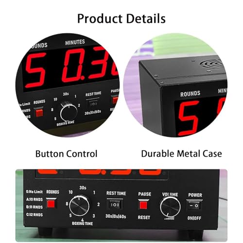 Boxing Interval Timer,Professional Gym Timer with LED Display,Selectable Training Time and Cycle Repetitions,Adjustable Sound Gym Interval Timer Green - color: Green