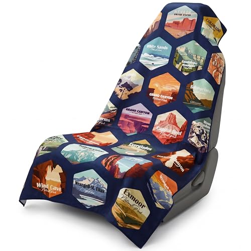 2 Pack Car Seat Towel Cover with Storage Bag, Multi National Parks 1 - style: Multi National Parks 1