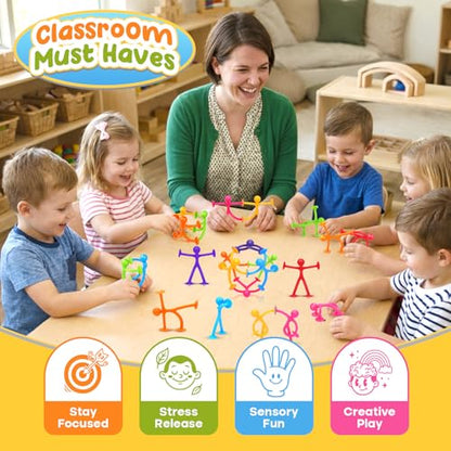 OleOletOy Suction Fidget Toys for Kids: 21 Pack Stretchy Suction Cup Sensory Toys - Bulk Fidgets for Kids Autism ADHD Classroom Prizes Party Favors - Travel Toys for Car Windows Road Trips - style: 21pcs