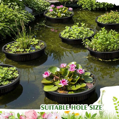 8pcs Pond Plant Baskets Hydroponic Baskets 8.3 Inch Round Aquatic Plant Net Pot Large Plastic Net Container Black Mesh Pond Container for Hydroponics Live Aquarium Nursery Grow - color: M Net, size: 8.3 x 5.1 Inch