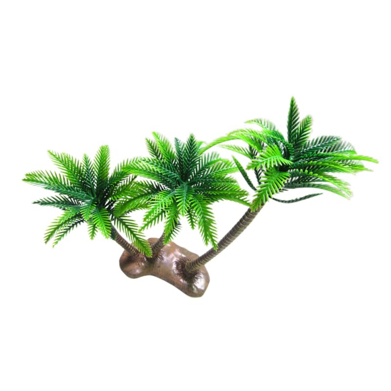 Amosfun Fake Coconut Tree Ornament Set 3.14 x 12.59 x 10.23 Inch Mini Hawaii Beach Scene Decoration for Home Shop Micro Landscape Aquarium Decoration Use