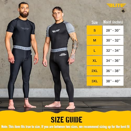Elite Sports Men’s BJJ Spats Leggings Tights, Best Jiu Jitsu MMA no Gi spat Compression Pants for Men - size: XX-Large