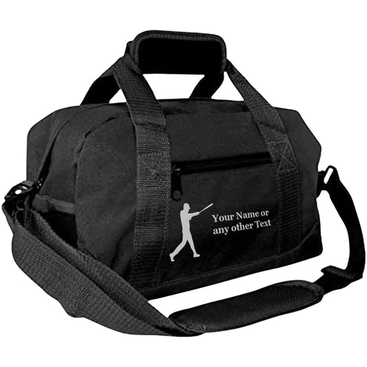 Personalized Passion 14” Small Sports Duffel Bags for Kids - Waterproof Travel Duffle with Name & Baseball Design - Black Two-Toned Kids Weekender Bag for Boys and Girls - color: Black, style: Baseball