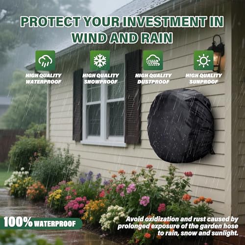 Wall-Mounted Hose Holder Cover - Fits Standard 5/8" Hoses (0-75 ft), Extends Hose & Hook Lifespan - Weatherproof Protection Against Rain, Sun & Snow - Black Cover Only - color: Black - Wall-Mounted Hose Holder Cover, size: 0-75FT